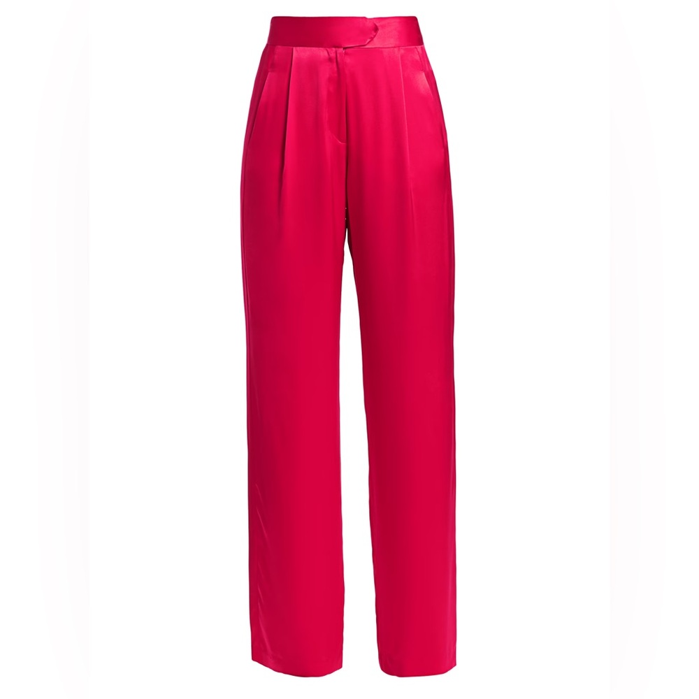 Michelle Mason Silk Wide-Leg Trousers in Peony